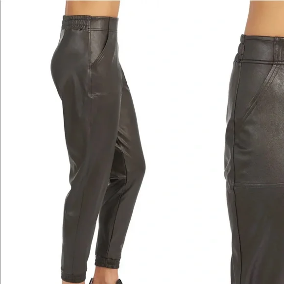 NEW! SPANX Faux Leather Jogger Pants BLACK, SIZE LARGE 0865